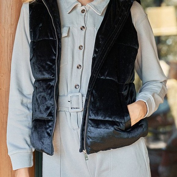 Velvet Hooded Bubble Vest (Multiple Colors) - Picture 11 of 11